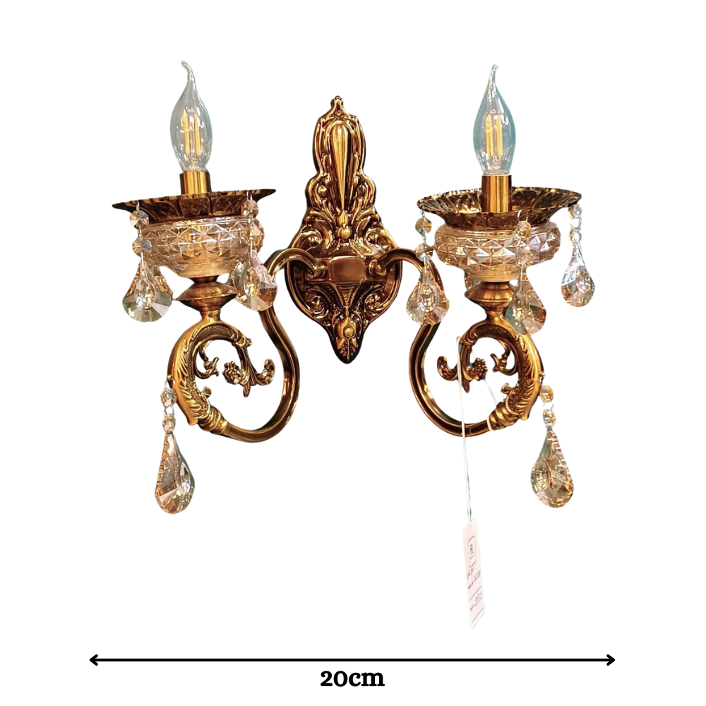 The Royal Ensemble (2 Arms with Antique Finish) Crystal Wall Light